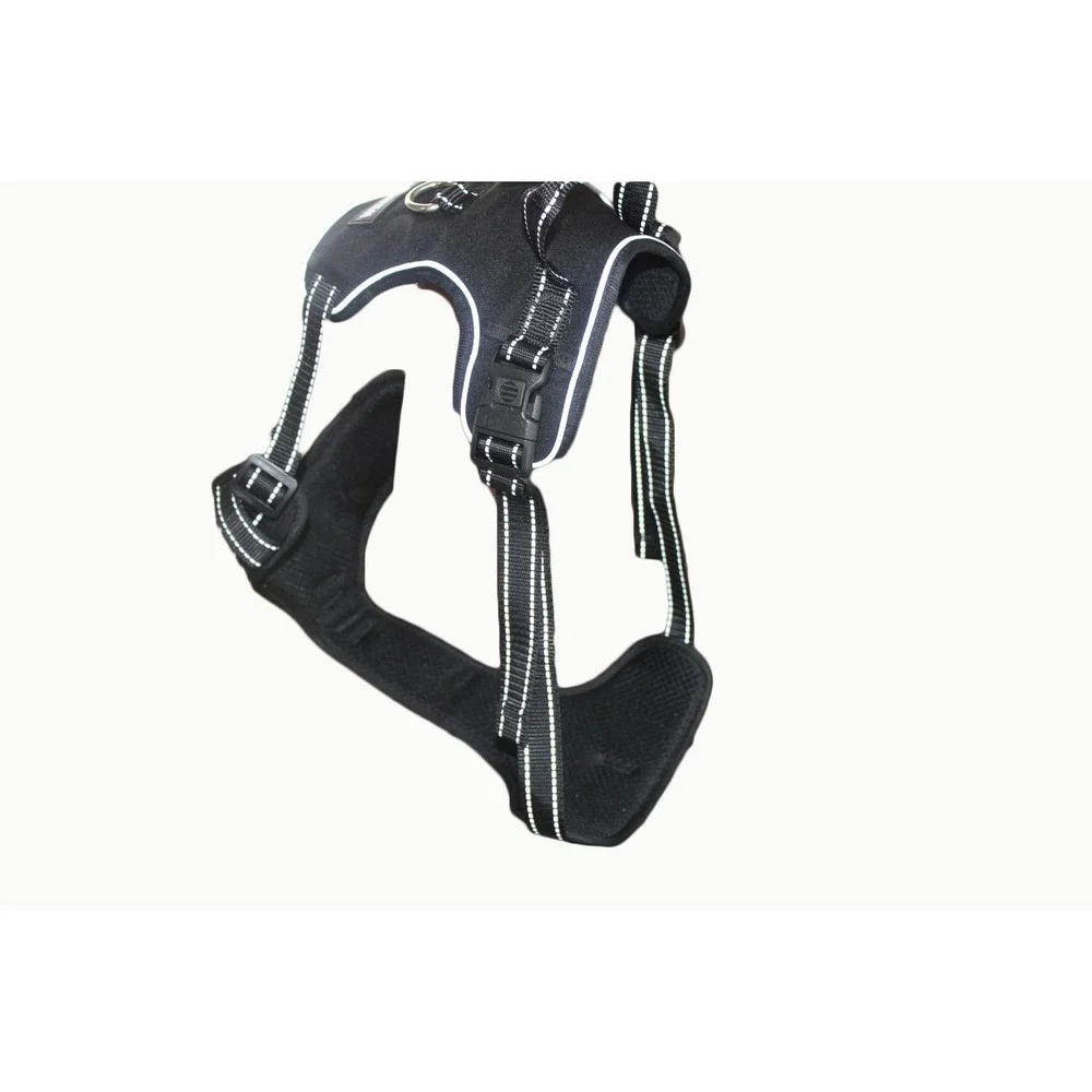 WINSEE No Pull Dog Harness Black Reflective Adjustable Oxford Pet Vest XLarge